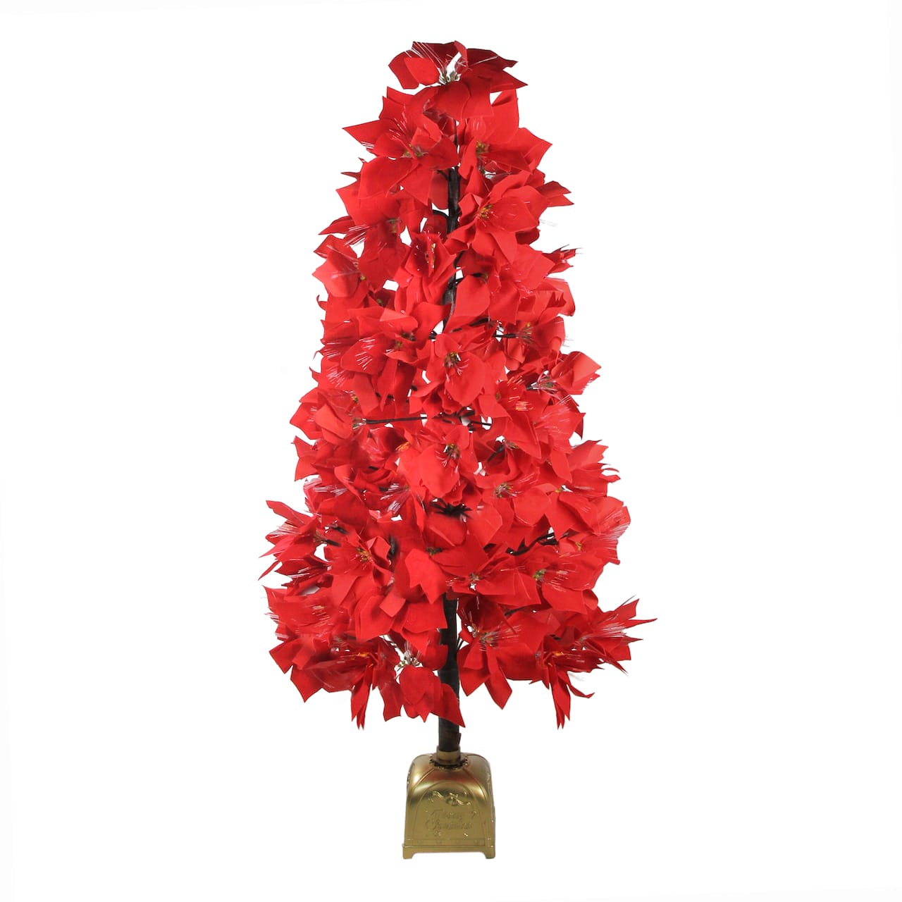 4ft. Pre-Lit Fiber Optic Color Changing Red Poinsettia Artificial Christmas Tree